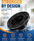 Top Shelf Toilet Flange Repair Kit With Extra Thick One Point Five Seven Inch Wax Ring in premium black PP material, ideal for bathroom use.