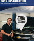A mechanic holding a wrench beside an open hooded truck, showcasing a Badass Underhood Battery Distribution Fuse Block Rock Solid Abs Plastic And Metal Core Fits Chevy Silverado 1500 2500HD 3500HD And Gmc Sierra No Hassle Bolt On Replacement.