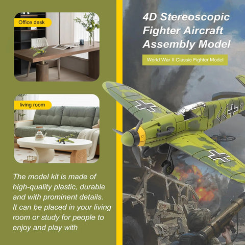 BF 109 Fighter Model Kit 1 To 49 Scale For Adult Collectors Gray Plastic Assembly Kit Snap Fit Display Model Of WWII German Aircraft
