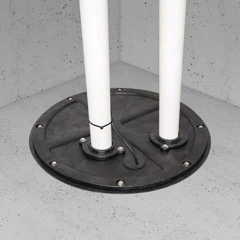 Heavy Duty Sewage Basin Cover For 18 Inch Basins With Gas And Radon Tight PVC Seal No Fuss Reusable Poly Construction SF16101 installed