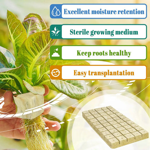 1 Inch Rockwool Seed Starter Cubes For Hydroponics 100 Planting Plugs In 2 Sheets For Germination Cuttings Cloning Propagation Aeroponics And Soilless Garden Growth In Indoor Or Tower Garden Setups