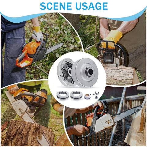 Chainsaws using Three Eighths Inch 7T Clutch Drum Rim Sprocket Kit For Stihl MS361 MS440 MS461 MS460 in various woodcutting scenes