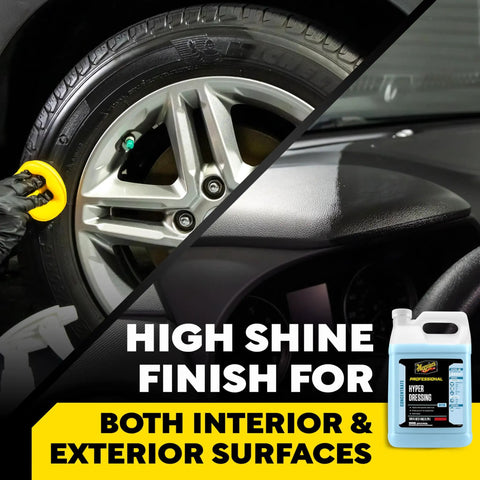 Hyper Dressing Dilutable Up To Four To One For High Gloss Or Satin Finish On Exterior And Interior Trim Plastic Rubber Vinyl Of Your Car One Gallon 128 Fl Oz Non Painted Surfaces Shine Like New Great For Plastic Trim Guards Bumpers Interior Panels And; wheel and dashboard shine