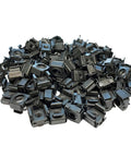 Handyman Favorite 10-32 Black Cage Nuts 100 Pack Bulk Box for Square Hole Server Racks, heavy duty steel fasteners.