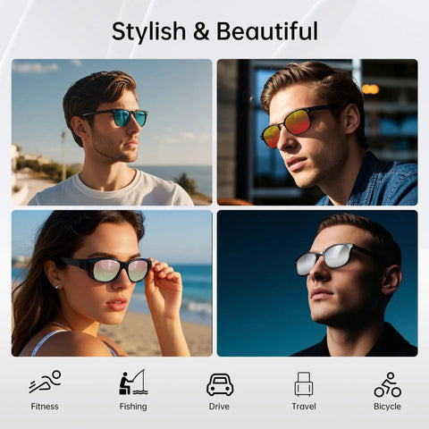 Polarized Clip On For Ray Ban Meta Wayfarer Gen 1 RW4008 And Gen 2 RW4012 Large Smart Glasses in various outdoor settings
