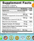 Supplement facts label for Plant Based Calcium 600mg Vegan Calcium Magnesium Zinc D3 With Vitamin K2 Organic Turmeric For Strong Bones