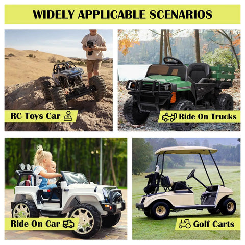 Two Pack 18V Battery Power Wheel Adapter Kit With Switch And Fuse 12AWG Wire And Wire Terminal Power Conversion scenarios: RC toys, ride-on trucks, cars, and golf carts in action