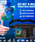 Waterproof Phone Pouch And Waist Bag Set For Iphone 11 Through 16 Pro Max IPX8 Dry Bag shown underwater with snorkeler.