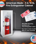 Fire Extinguisher Cabinet Mount For Wall Or Surface In White With 22 Gauge Steel Construction And Full Metal Piano Hinge Metal Handle Indoor Outdoor Use Dimensions 24.5 Inches High 9.25 Inches Wide 6.5 Inches Deep USA Made