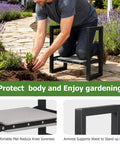 Heavy Duty Foldable Garden Kneeler and Seat with Handle, 12-Inch Wide Cushioned Kneeling Pad, shown in outdoor use