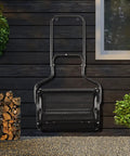 24 Inch Lawn Compost Spreader and Lawn Roller with metal mesh, black frame, ergonomic handle, and double side latches for topdressing.