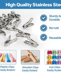 Heavy Duty Stainless Steel Garden Clips 50 Pack For Greenhouses With 2 Inch Long Grips, showing durability and comparison with other materials.