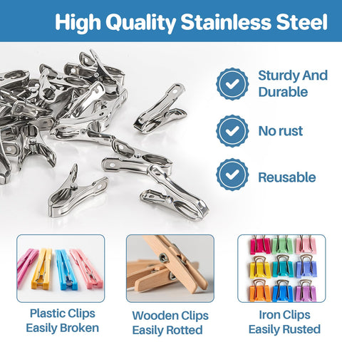 Heavy Duty Stainless Steel Garden Clips 50 Pack For Greenhouses With 2 Inch Long Grips, showing durability and comparison with other materials.