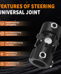 One Inch Double D Steering Universal Joint Shaft Black 83mm Long U Joint For Automotive And Industrial Use, image with features list