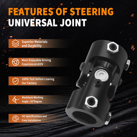 One Inch Double D Steering Universal Joint Shaft Black 83mm Long U Joint For Automotive And Industrial Use, image with features list