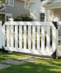 Beefy Sliding Gate Hardware Kit For Wooden Gates With Anti Sag Brackets And Adjustable Roller Guide Heavy Duty Outdoor Gate Set With Latch Pull Handle Magnetic Drill Bit Fits 1 To 2 Inch Thick Gates on white wooden garden gate