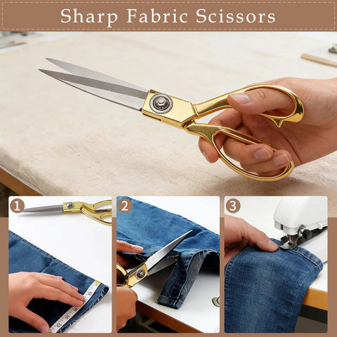 Heavy duty scissors from Portable Handheld Sewing Machine Kit For Beginners And Adults With Orange Leather Case 112 Piece