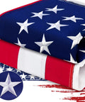 Heavy Duty 4x6 Outdoor Nylon US Flag with embroidered stars, sewn stripes, brass grommets, fade resistant, weatherproof 420D construction.