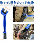 Must Have Ultimate Chain Cleaner Kit for Bikes with scrubber brushes in use on bike chain and drivetrain