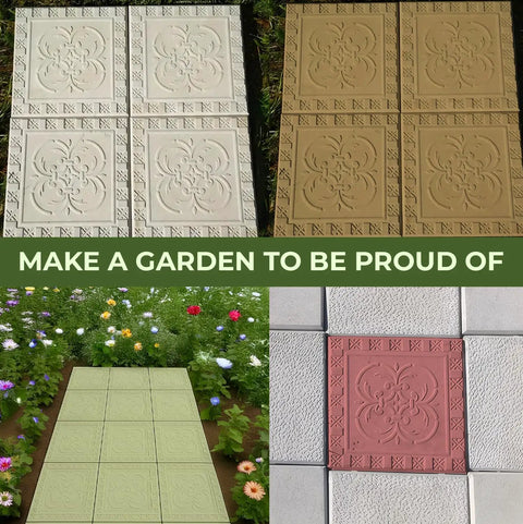 4 Piece Concrete Molds Set For DIY Paving Big Pathmaker Cobblestone Molds For Walkways And Patios in various colors