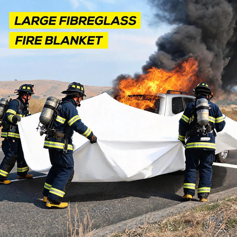 Jumbo Emergency Fire Blanket Industrial Flame Retardant Safety Shield For Kitchen Garage Warehouse RV Kick Flames To Curb High Temperature Resistant Reusable No Sweat Smoke Cleanup Heavy Coverage