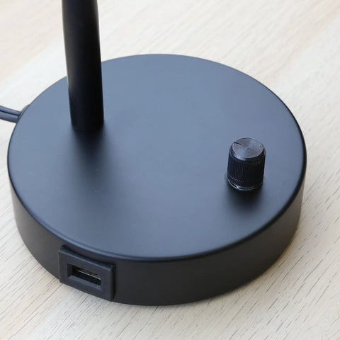 Close-up of base of Dimmable LED Desk Lamp With USB Charging Port 5V 2A Full Range Dimming Flexible Gooseneck Table Lamp