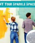 People painting walls with 500G Silver Holographic Glitter Paint Additive for Interior Exterior Walls Ceilings Wood and Acrylic Crafts