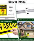 Front view of two-pack yellow aluminum driveway sign reading No Turn Around with long stakes for outdoor installation