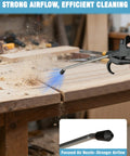 Heavy Duty Air Blow Gun With Long Nozzle Pumps Out Serious Compressor Air to blast away shop dust on wood