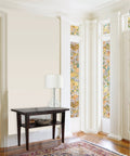 Dogwood Sidelight Window Film With Stained Glass Vibe Orange Embossed Privacy Film 11.5 X 78 Inch Static Cling installed on doors