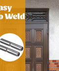 24 Pack Weld On Bullet Hinge 3 Inch Heavy Duty Weldable Barrel Hinge for metal gates and trailer ramps, shown near a door.