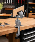 3 Inch Table Vise With Swivel And 360 Degree Tilt, Handy Workhorse Vise for woodworking on workbench with cast aluminum frame.