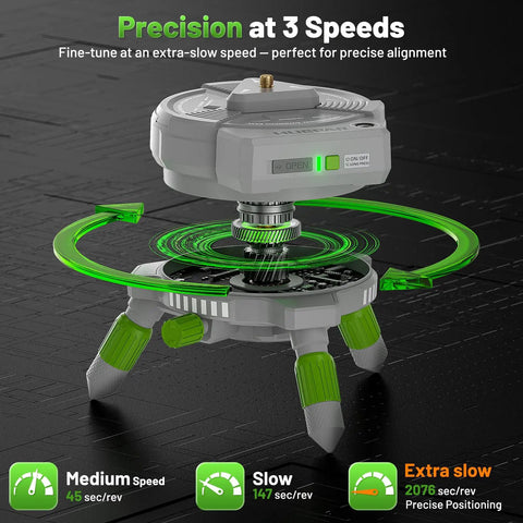 Electric 360 Degree Rotating Base For Laser Level With Remote Control Height Adjustable 3 Speed Fine Tuning Detachable Tripod Legs