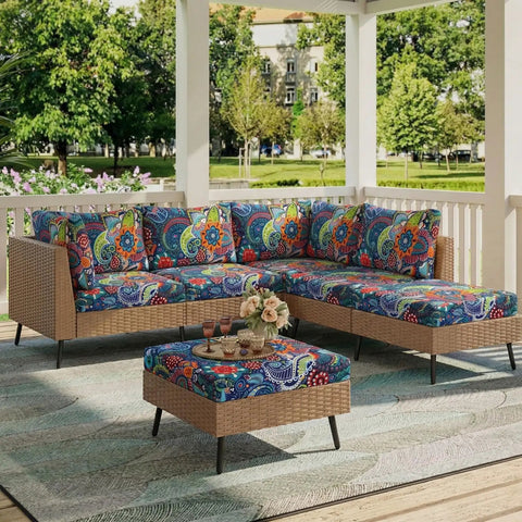 Cozy Printed Floral Cushion Covers For Couches And Sofas, Washable Stretch Sofa Covers With Elastic Bottom, Paisley Pattern For Patio Furniture