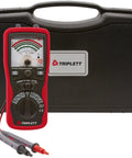 Analog Insulation Resistance Tester Megohmmeter With 400MOhm Range And 250V 500V 1000V Test Voltages next to carrying case