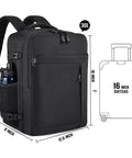 Under Seat Travel Backpack For Men And Women Airline Approved Personal Item Fits 15.6 Inch Laptop 30L Carry On Bag TSA Friendly Black