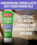 Night Treatment Hand Cream For Extremely Dry And Cracked Hands, 7 oz tube on table with text highlighting benefits