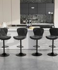Slick Pair Of Adjustable Swivel Bar Stools With Faux Leather Upholstery, High Back Counter Height Chairs For Kitchen Island