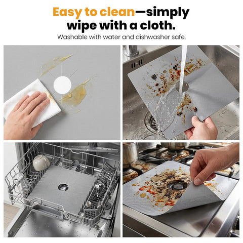 Image showing easy cleaning of Gas Stove Burner Covers Heat Resistant Reusable Burner Liners For No Mess Cleanup And Spill Prevention