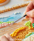 Close-up of hand using punch needle on fabric, All In One Starter Punch Needle Embroidery Kit For Adults Beginners With Adjustable Tools