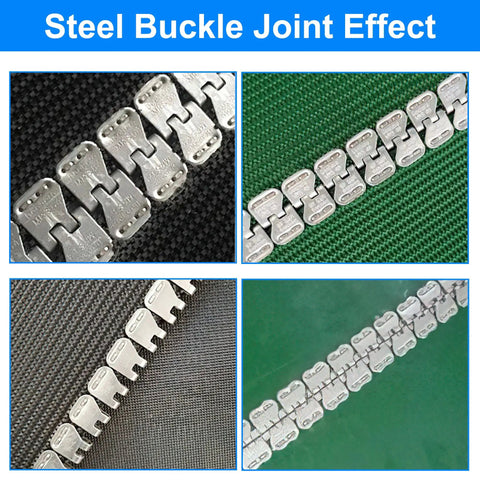 24 Inch Stainless Steel Butterfly Conveyor Belt Fastener With Four Connecting Pins Low Profile Lacing Splice displayed on various materials.