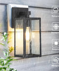 All Weather Outdoor Wall Lantern Built Tough For Rain Or Shine Weather Resistant sconce lamp on wooden wall with raindrops.