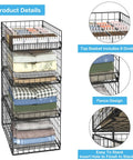 4 Tier Closet Organizers And Storage Shelves For Clothes, stackable metal wire bins with dividers for RV closets and pantries.