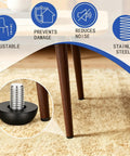 Tough As Nails M8 Adjustable Leveling Feet 32 Pack Stainless Steel Furniture Legs To Squash Every Wobble under a wooden table.
