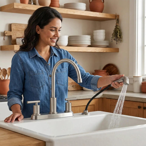 Brushed Nickel Kitchen Faucet With Sprayer And Side Sprayer Stainless Steel Touch Activated RV Ready 3 Or 4 Hole Sink Faucet Modern High Arc Design Fingerprint Resistant And Durable Built To Last