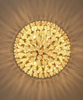 Modern K9 Crystal Gold Flush Mount Chandelier With 6 Lights, 3 Tier Round Ceiling Fixture, Crystal Raindrops Sparkle, Brass Gold Finish