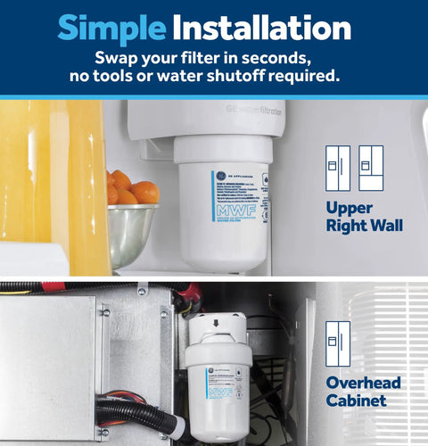 MWF Refrigerator Water Filter Replacement Easy Install Premium Filtration That Reduces Lead, Sulfur, Chlorine, Microplastics close-up