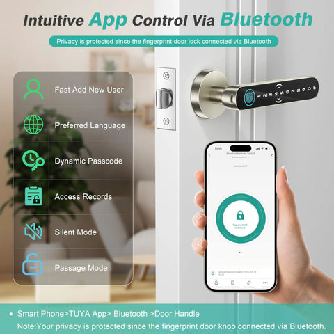 Straight Up 5 In 1 Smart Fingerprint Door Knob For Bedrooms With Lightning Quick App Control Key Card Swipe Passcode Entry And Spare Metal Keys That Bolts Down Your Door Without Any Sweat Or Drama Ever