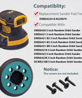 Heavy Duty 5 Inch Random Orbital Sander Replacement Pad 2 Pack with Tough PU backing for smooth finishes and various tool compatibility.