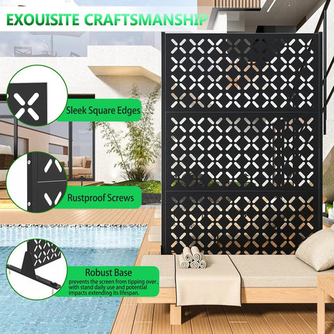 Heavy Duty Outdoor Privacy Screen Freestanding Portable Metal Panels For Deck Balcony Garden And Indoor Use 72 Inch High